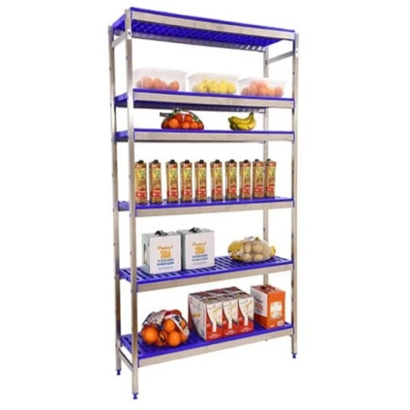Etagère inox hauteur 1600mm 6 niveaux en plastique