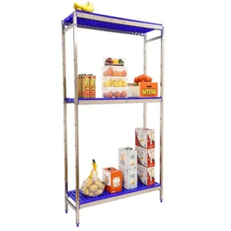 Etagère inox hauteur 1600mm 3 niveaux en plastique