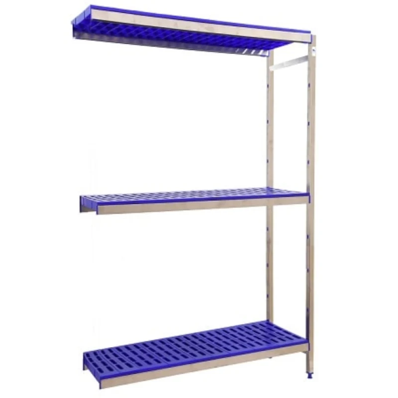 Etagère inox hauteur 1600mm 3 niveaux en plastique