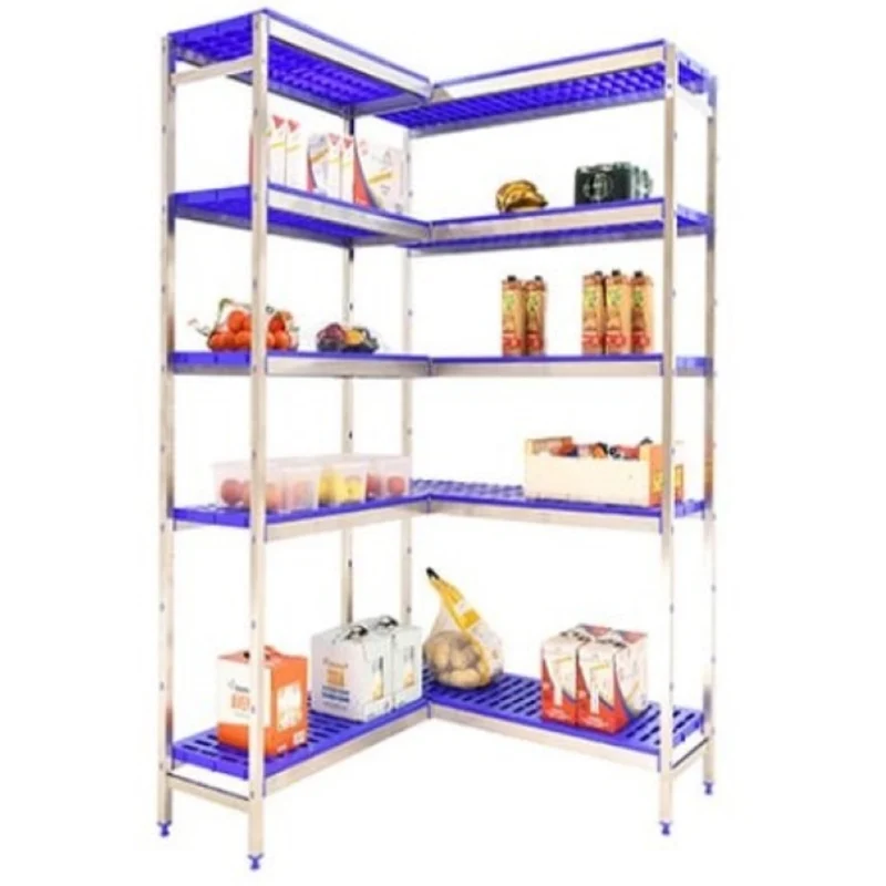 Etagère inox d'angle H2000mm 5 niveaux plastiques
