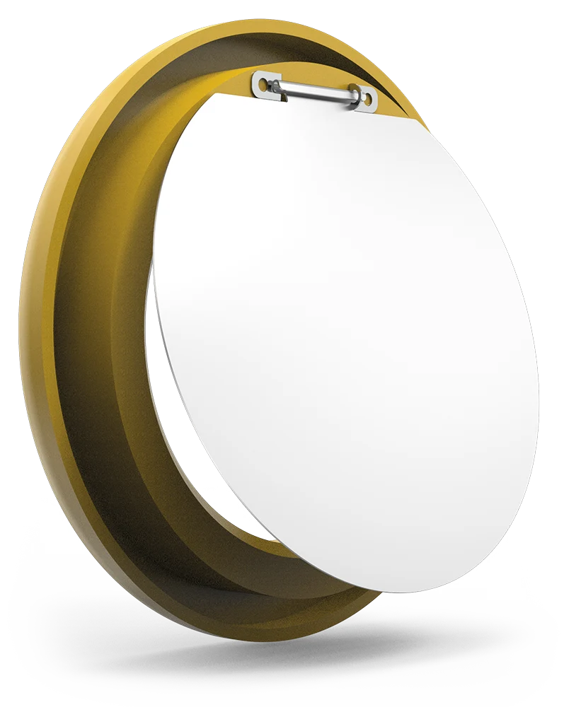 Cercle jaune avec trappe battante pour conteneur de recyclage