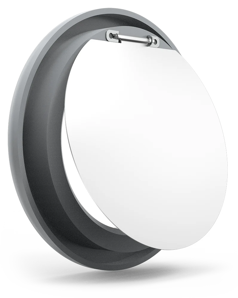 Cercle gris avec trappe battante pour conteneur de recyclage