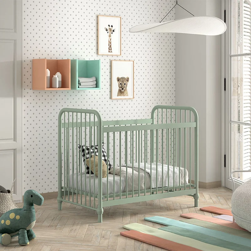 Lit bébé 60x120 Jaxx by Vipack Bronxx Vert mat