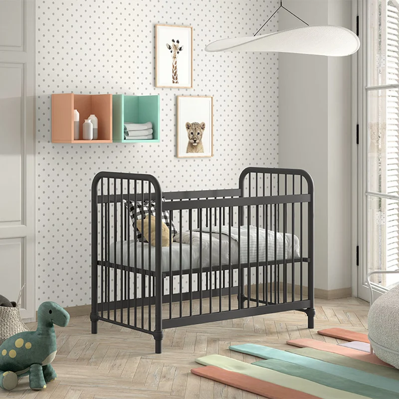 Lit bébé 60x120 Jaxx by Vipack Bronxx Noir mat
