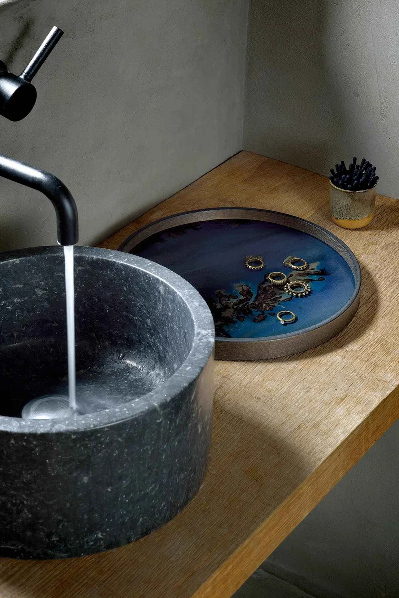 Ethnicraft Plateau Vide-Poche Organic - Slate Ø 30 cm