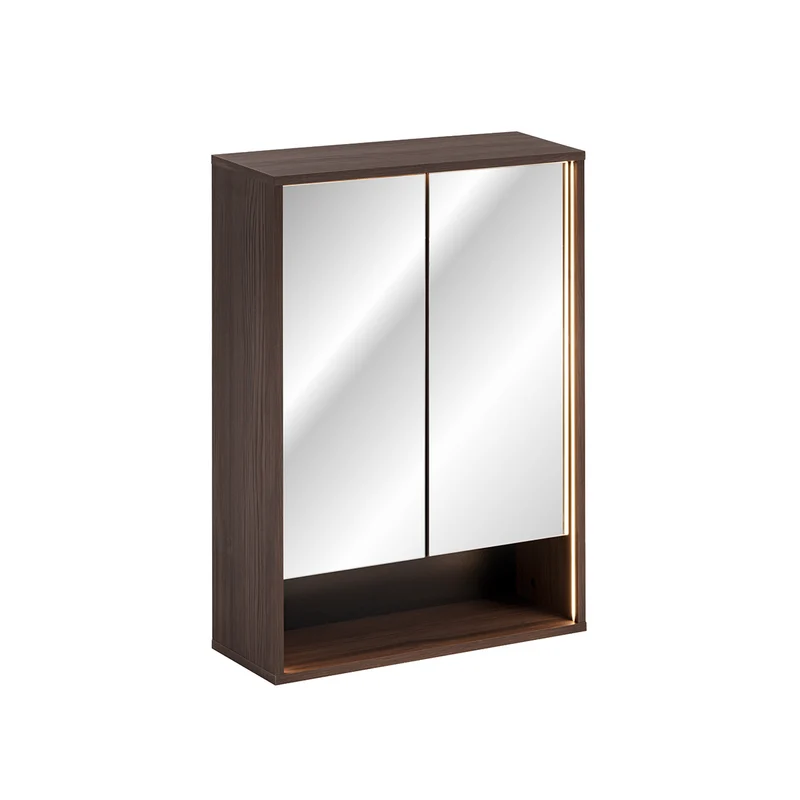 Miroir armoire murale 2 portes 60cm Moka Bois foncé