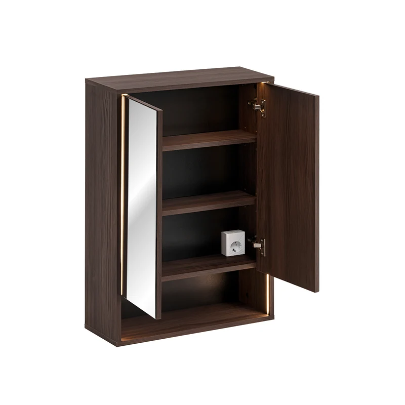 Miroir armoire murale 2 portes 60cm Moka Bois foncé