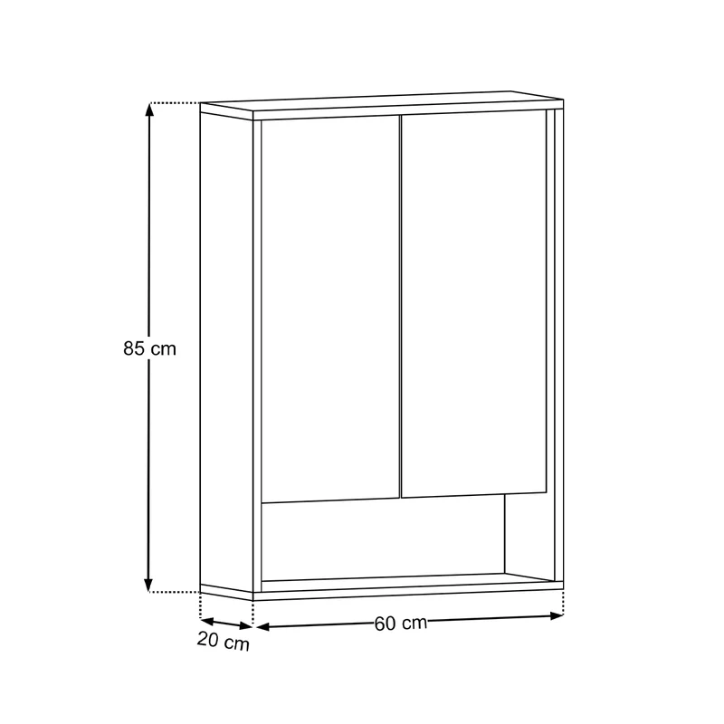 Miroir armoire murale 2 portes 60cm Moka Bois foncé