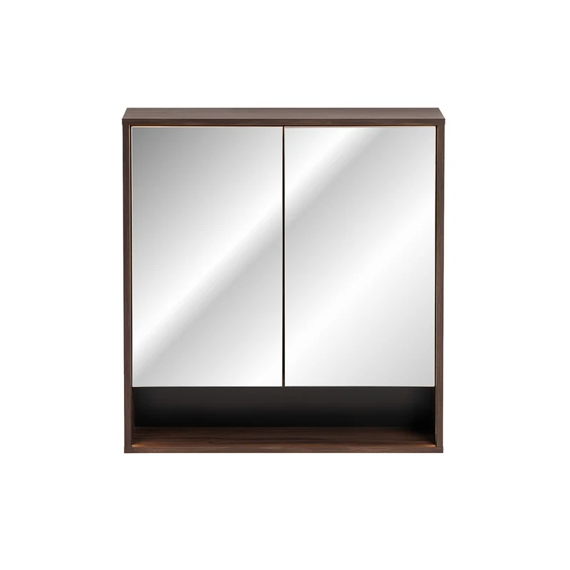 Miroir armoire murale 2 portes 80cm Moka Bois foncé