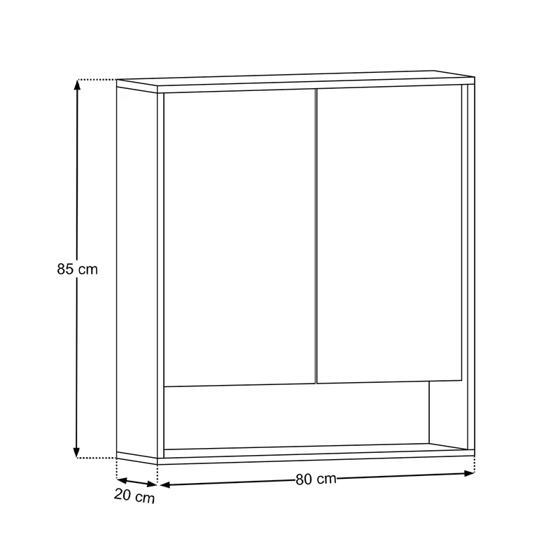 Miroir armoire murale 2 portes 80cm Moka Bois foncé