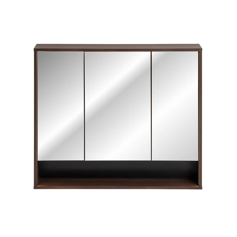 Miroir armoire murale 3 portes 100cm Moka Bois foncé