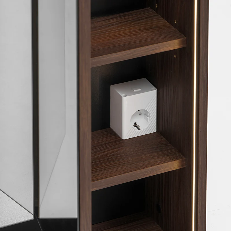 Miroir armoire murale 3 portes 100cm Moka Bois foncé