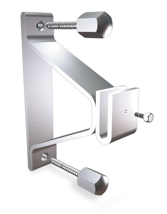 Equerre inox pour barre plate avec arriere