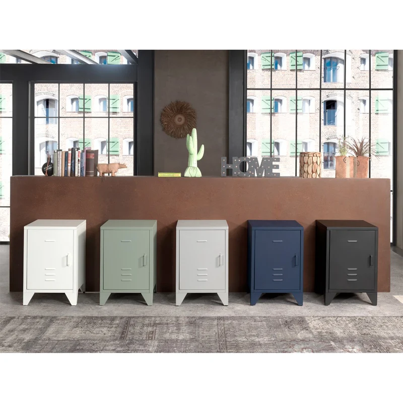 Chevet 1 porte Vipack Bronxx Gris mat