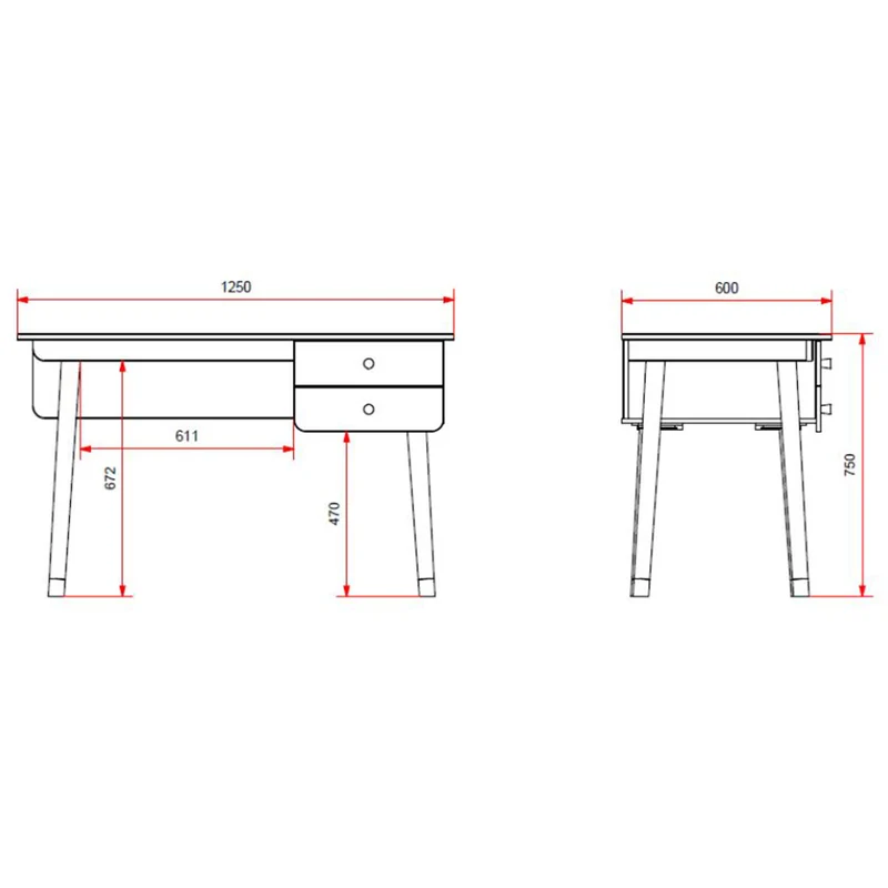 Bureau 2 tiroirs Vipack Billy Blanc
