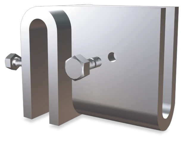 U inox en forme de T pour barre plate