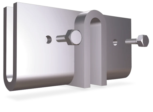 U inox en forme de double T pour barre plate