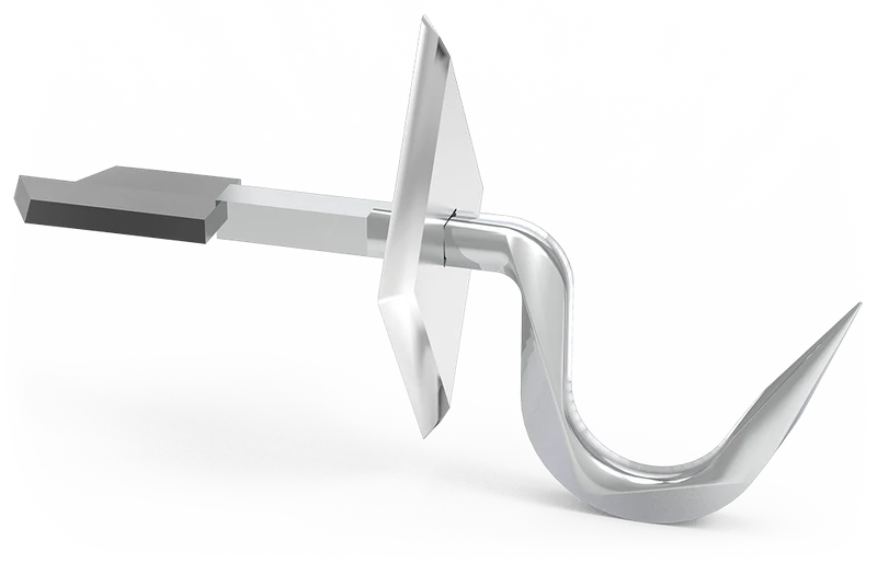 Crochet inox de boucher forgé pour encastrer au mur