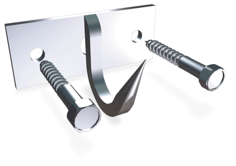 Crochet inox de boucher forgé pour visser au mur