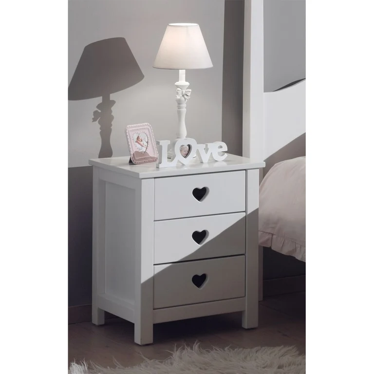 Chevet 3 tiroirs Vipack Amori - Blanc