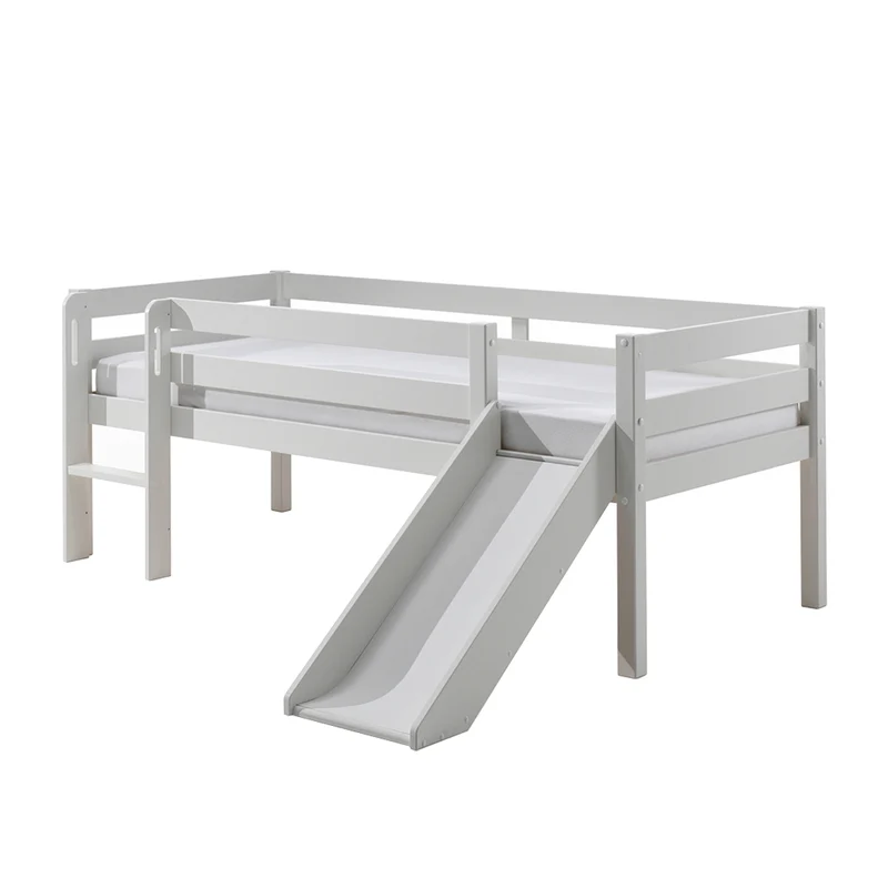 Lit mi-hauteur 90x200 toboggan sommier et tiroirs inclus Vipack Pino Blanc