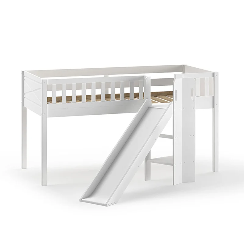 Lit mi-hauteur 90x200 toboggan sommier inclus Vipack Scott Blanc