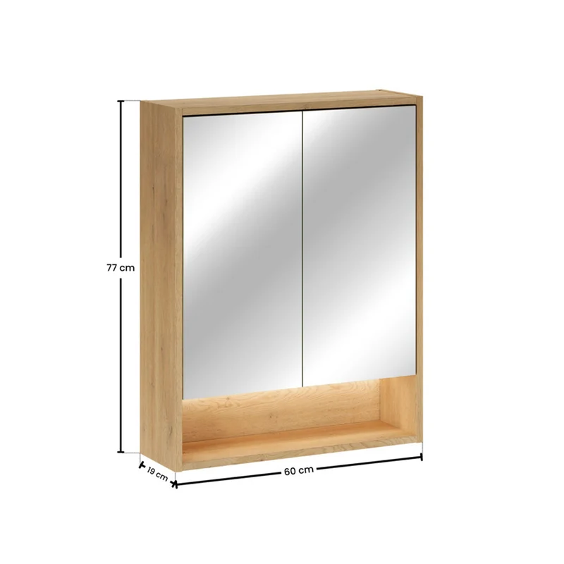 Miroir armoire murale 2 portes 60cm Edmé Bois