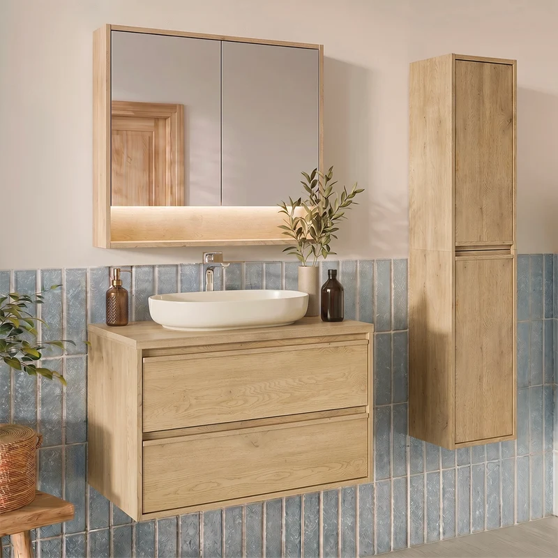 Miroir armoire murale 2 portes 80cm Edmé Bois