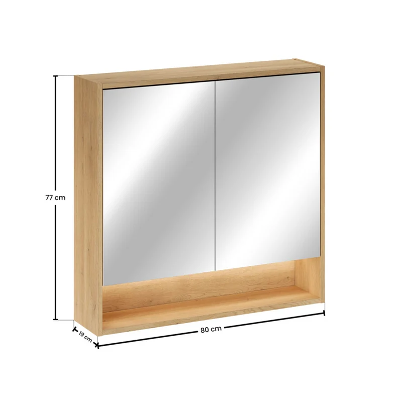 Miroir armoire murale 2 portes 80cm Edmé Bois