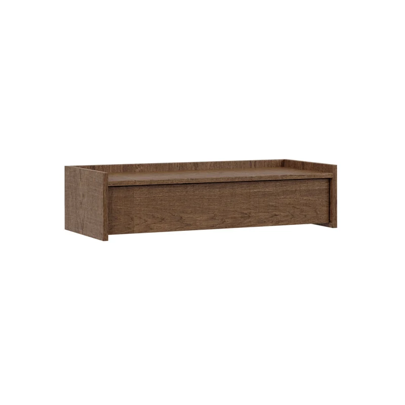 Console coiffeuse murale 1 tiroir Japandi Bois foncé
