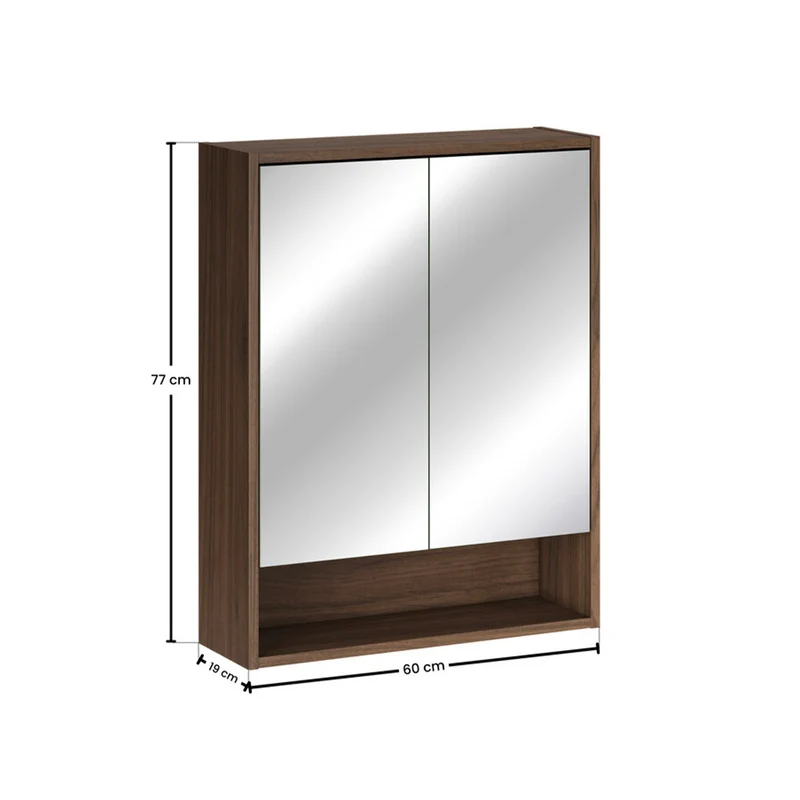 Miroir armoire murale 2 portes 60cm Edmé Bois foncé