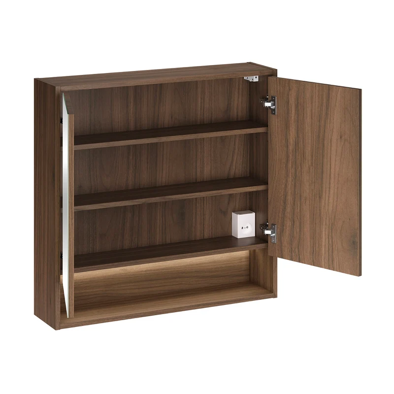 Miroir armoire murale 2 portes 80cm Edmé Bois foncé