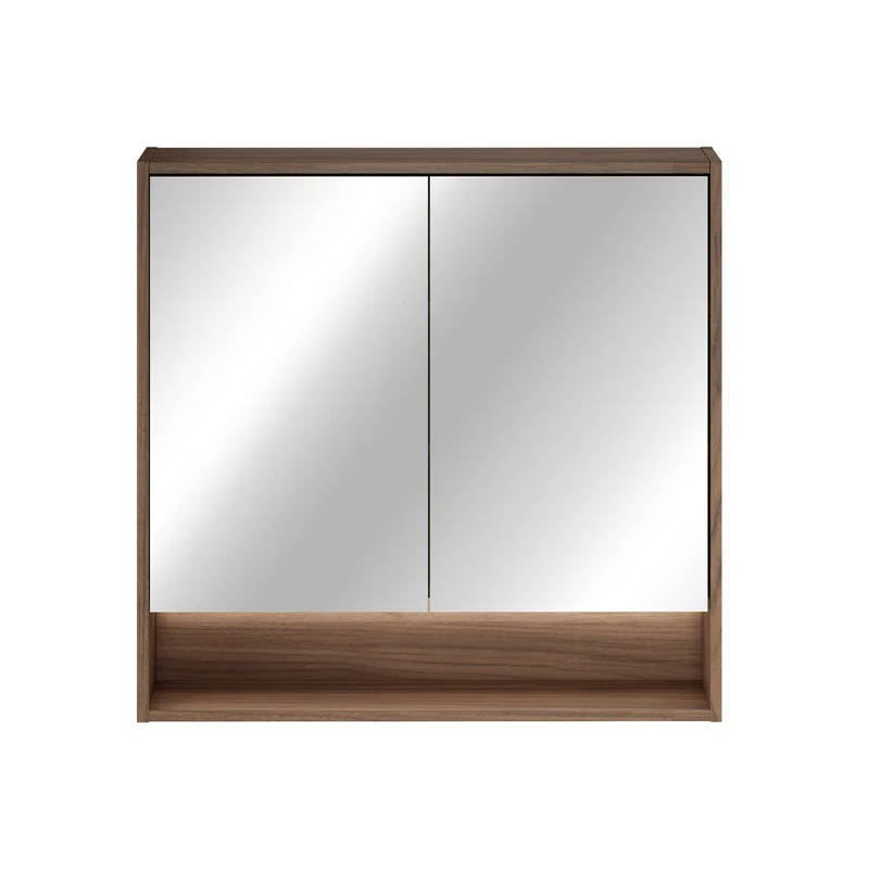 Miroir armoire murale 2 portes 80cm Edmé Bois foncé