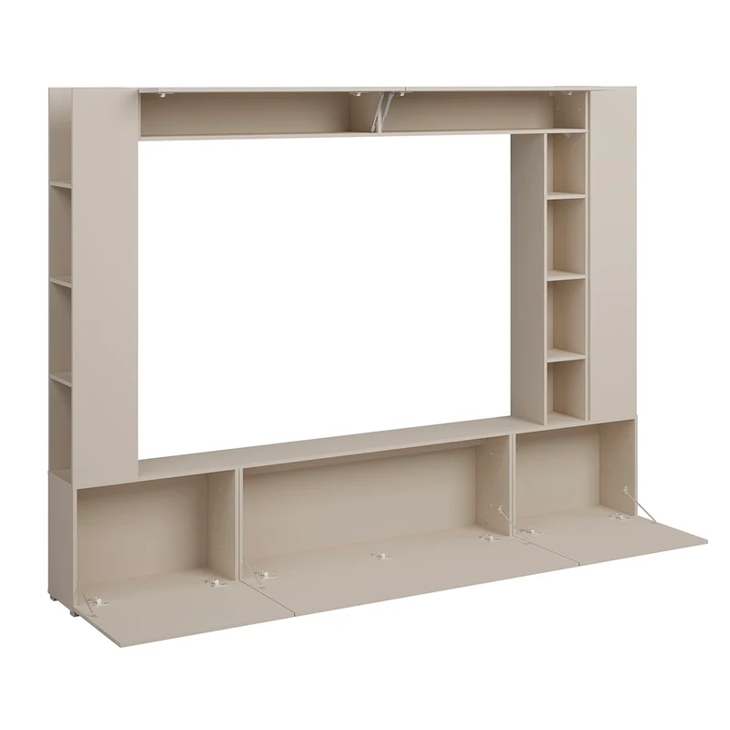 Meuble TV 5 portes 12 niches 260 cm Nala Cachemire