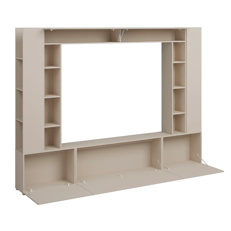 Meuble TV 5 portes 16 niches 260 cm Nala Cachemire