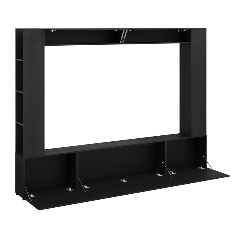 Meuble TV 5 portes 8 niches 260 cm Nala Bois noir