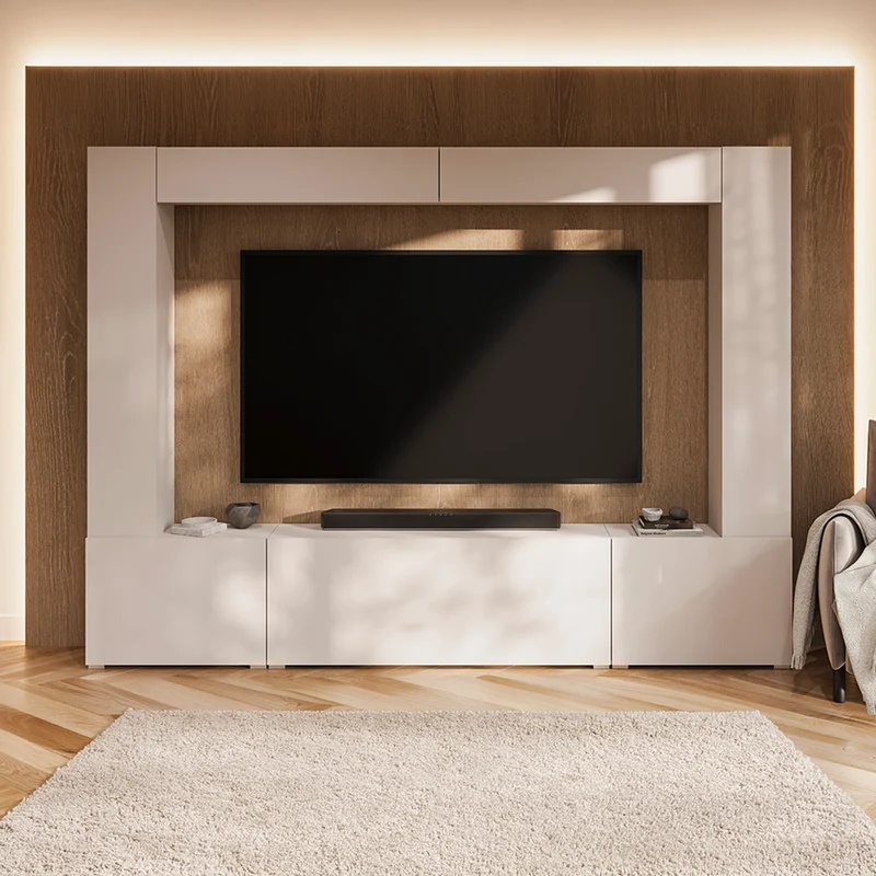 Meuble TV 5 portes 8 niches 260 cm Nala Cachemire