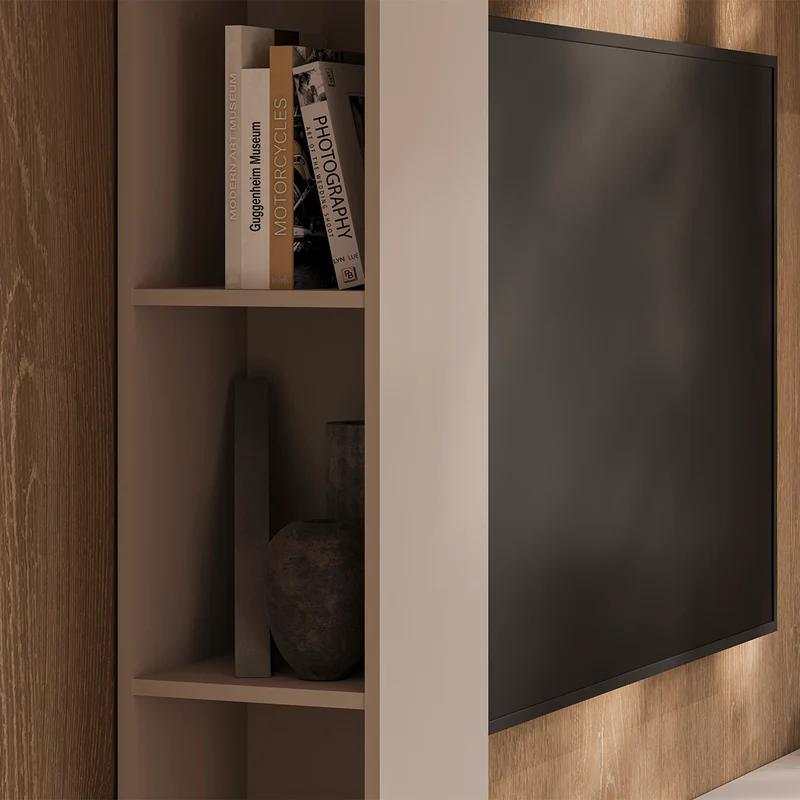 Meuble TV 5 portes 8 niches 260 cm Nala Cachemire