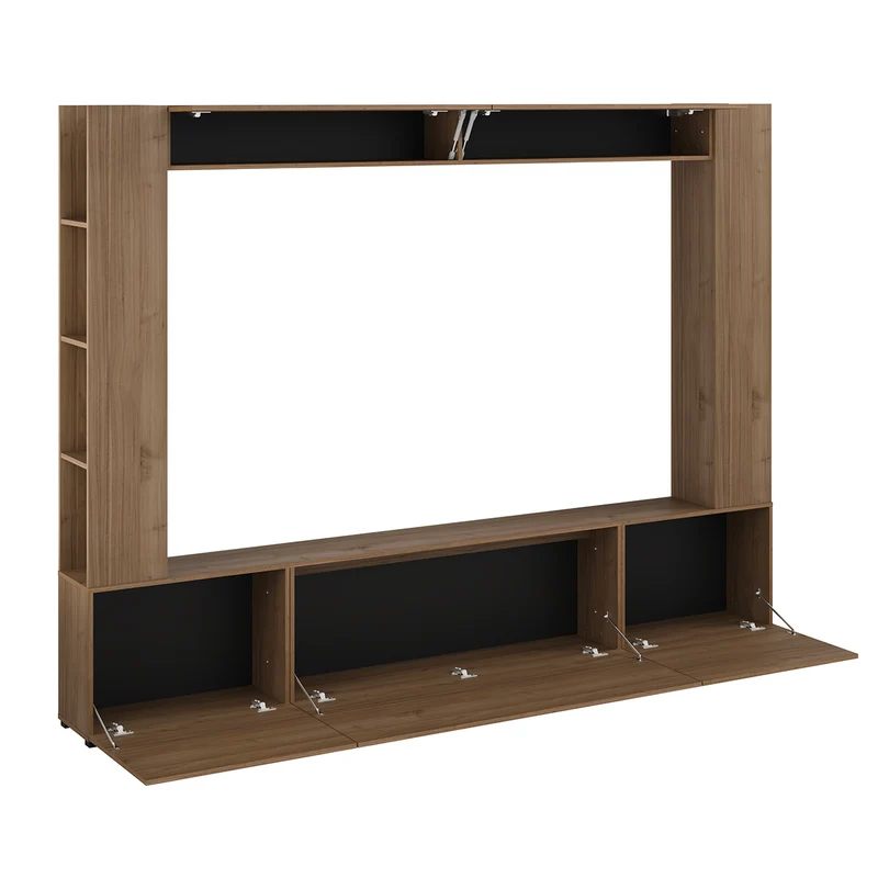 Meuble TV 5 portes 8 niches 260 cm Nala Bois