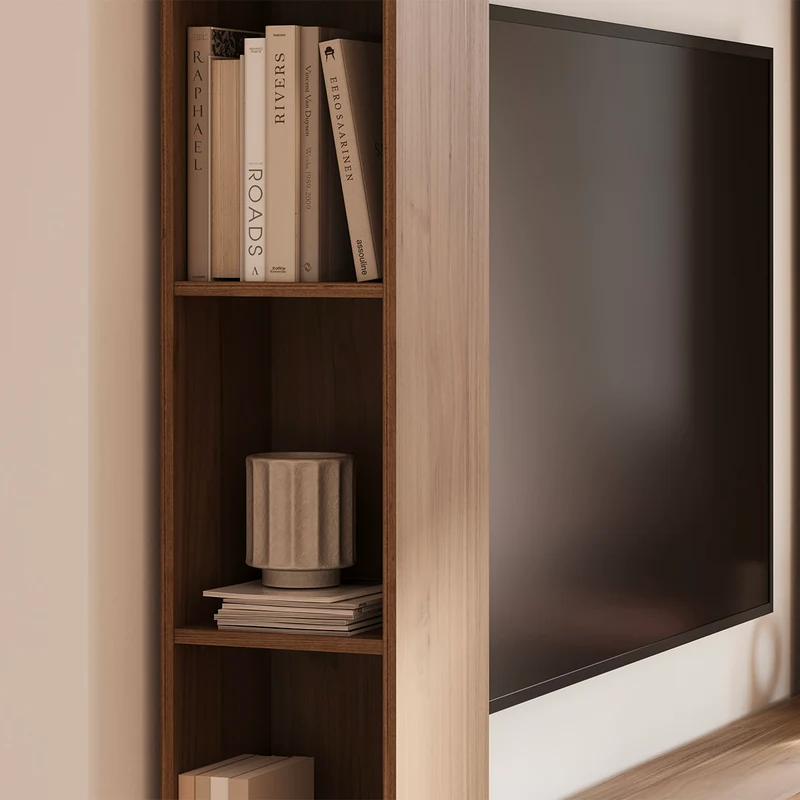 Meuble TV 5 portes 8 niches 260 cm Nala Bois