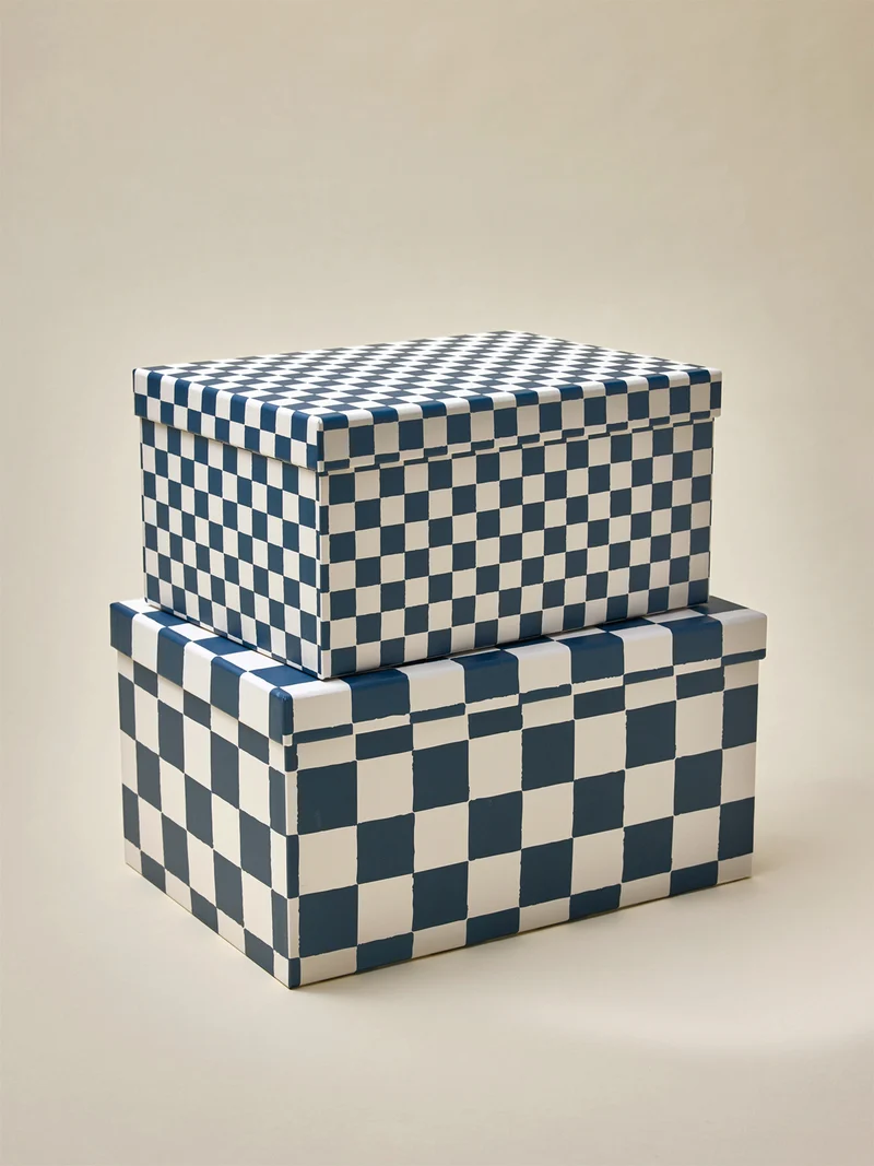 Boîte gigogne damier par lot de 2