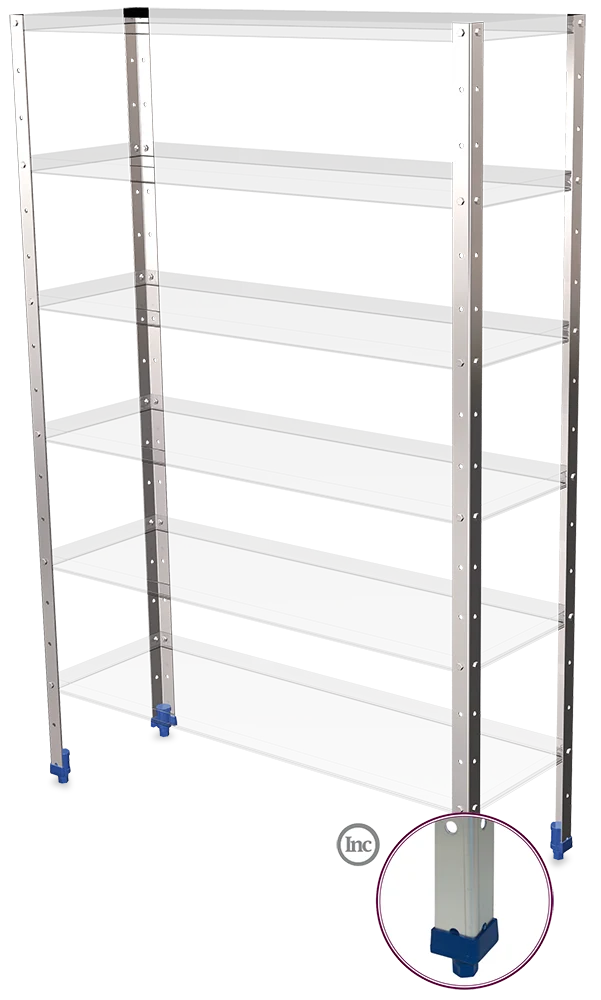 Montant inox vertical pour rayonnages modulaires