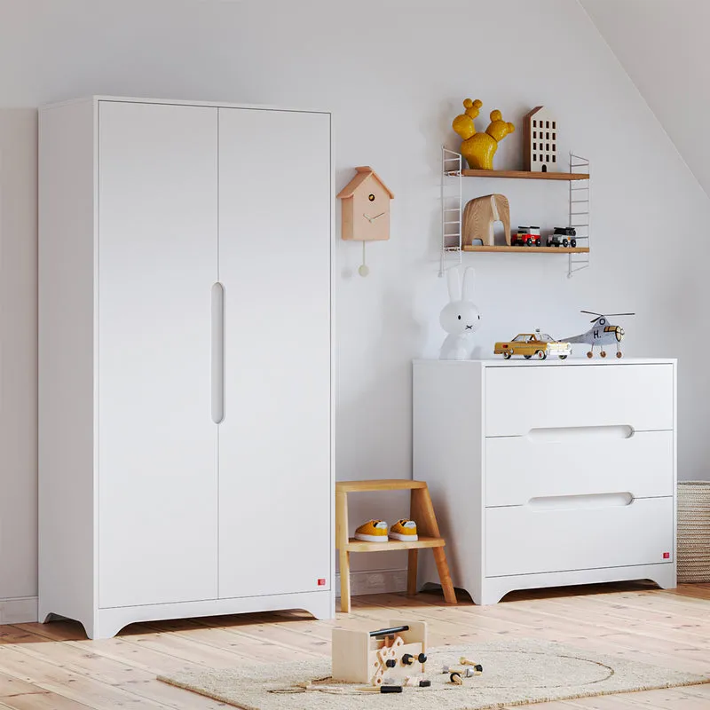Commode 3 tiroirs et armoire 2 portes Vox Ova Blanc