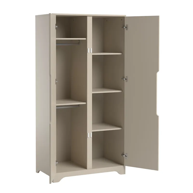 Lit évolutif 70x140 et armoire 2 portes Vox Ova Beige