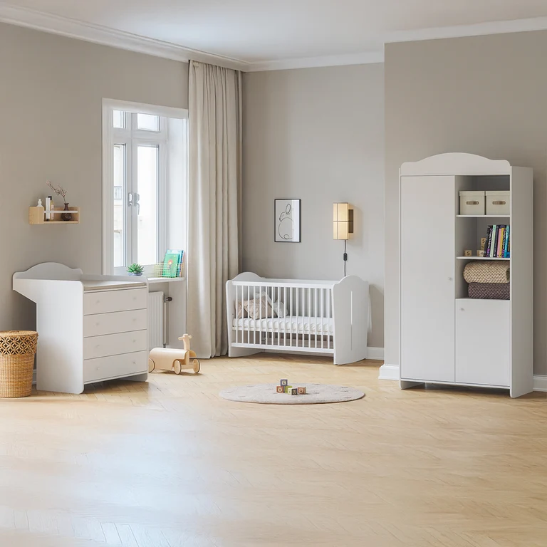 Lit bébé 60x120 et armoire 2 portes Vox Megeve Blanc