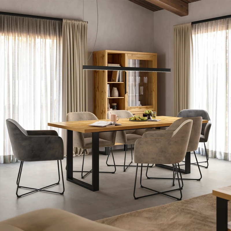 Table à manger extensible 6 à 8 places Eden Bois et Metal