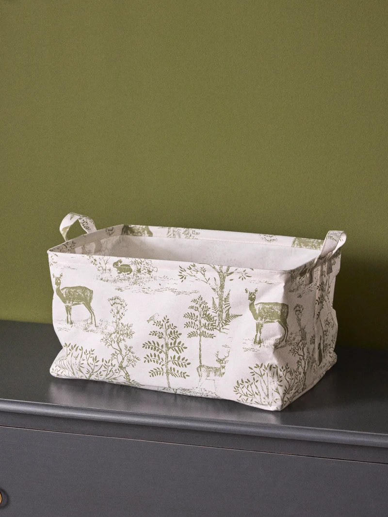 Bac de rangement rectangle esprit toile de Jouy