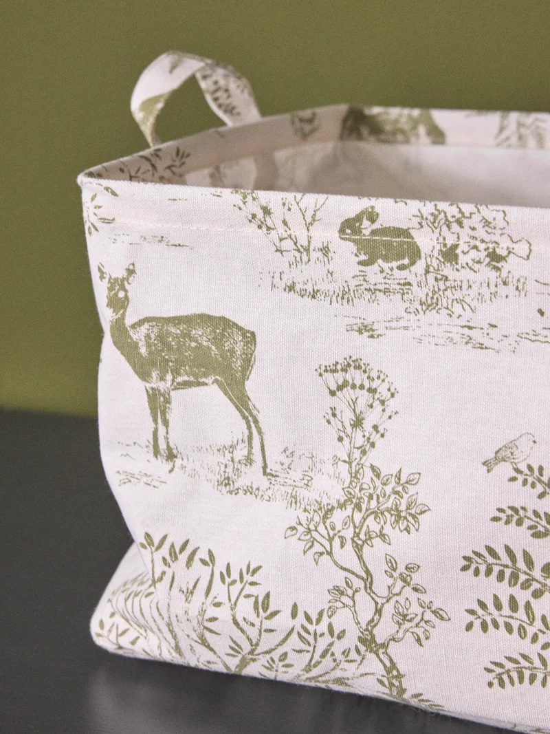 Bac de rangement rectangle esprit toile de Jouy