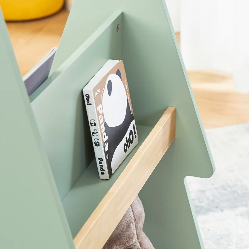 SoBuy KMB99-GR Bibliothèque Enfant à roulettes Étagère à Livres Enfant Étagère pour Chambre d'enfant avec 3 étagères et 4 roulettes
