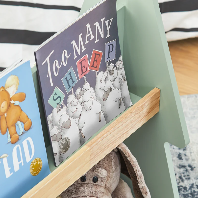 SoBuy KMB99-GR Bibliothèque Enfant à roulettes Étagère à Livres Enfant Étagère pour Chambre d'enfant avec 3 étagères et 4 roulettes